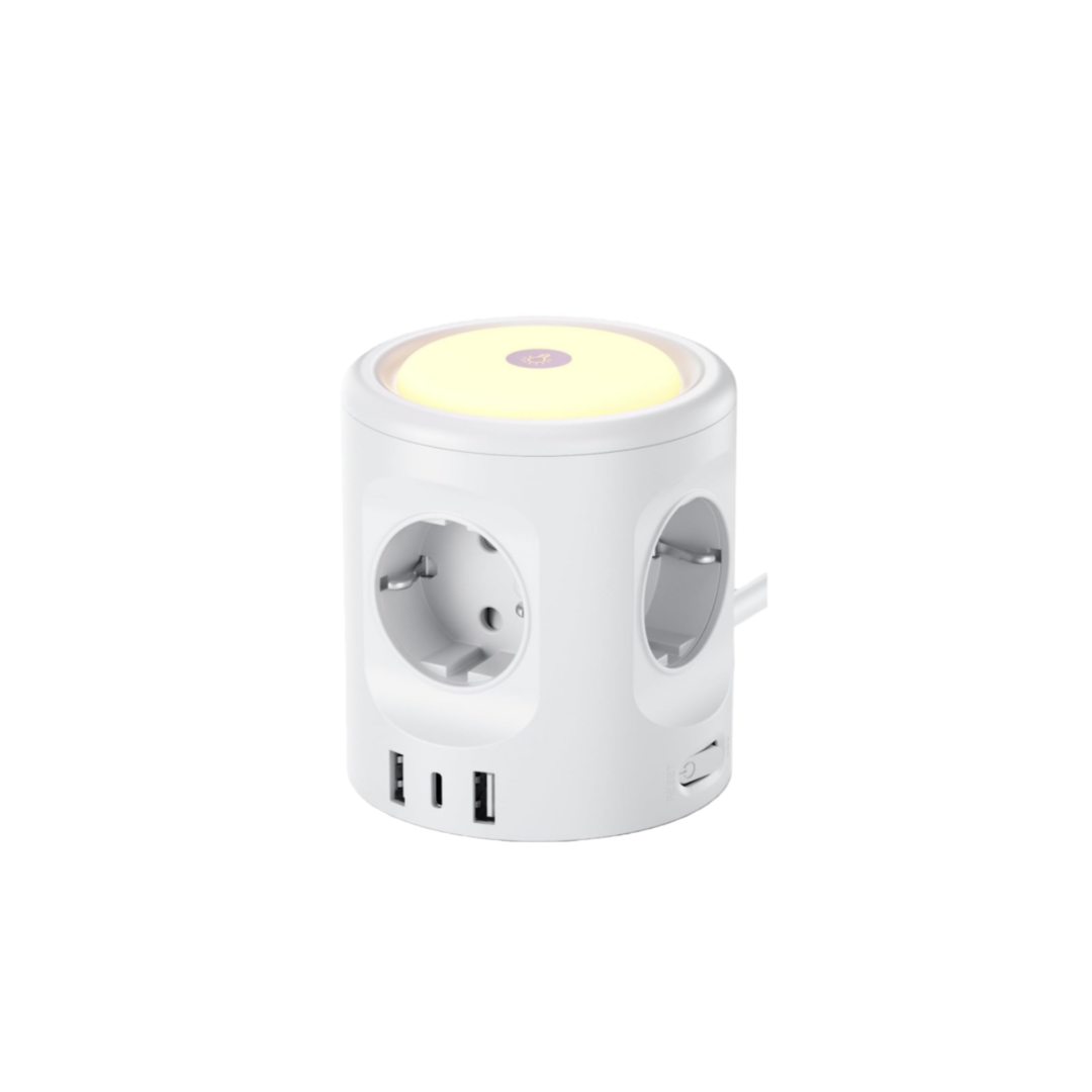 7 in 1 Steckdosenwürfel mit 3 USB, 4000W Mehrfachsteckdose Mit Schalter