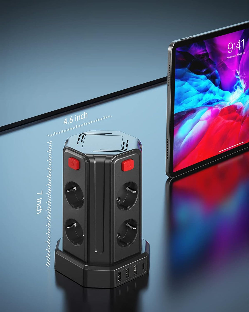 Steckdosenleiste mit 4 USB, Sameriver 8 Fach Mehrfachsteckdose