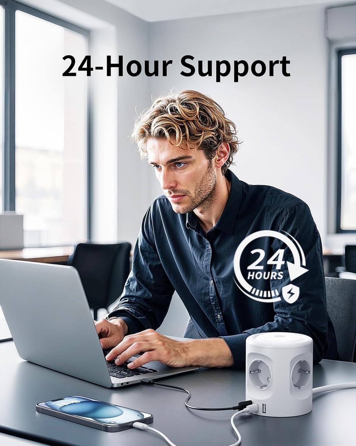 7 in 1 Steckdosenwürfel mit 3 USB, 4000W Mehrfachsteckdose Mit Schalter