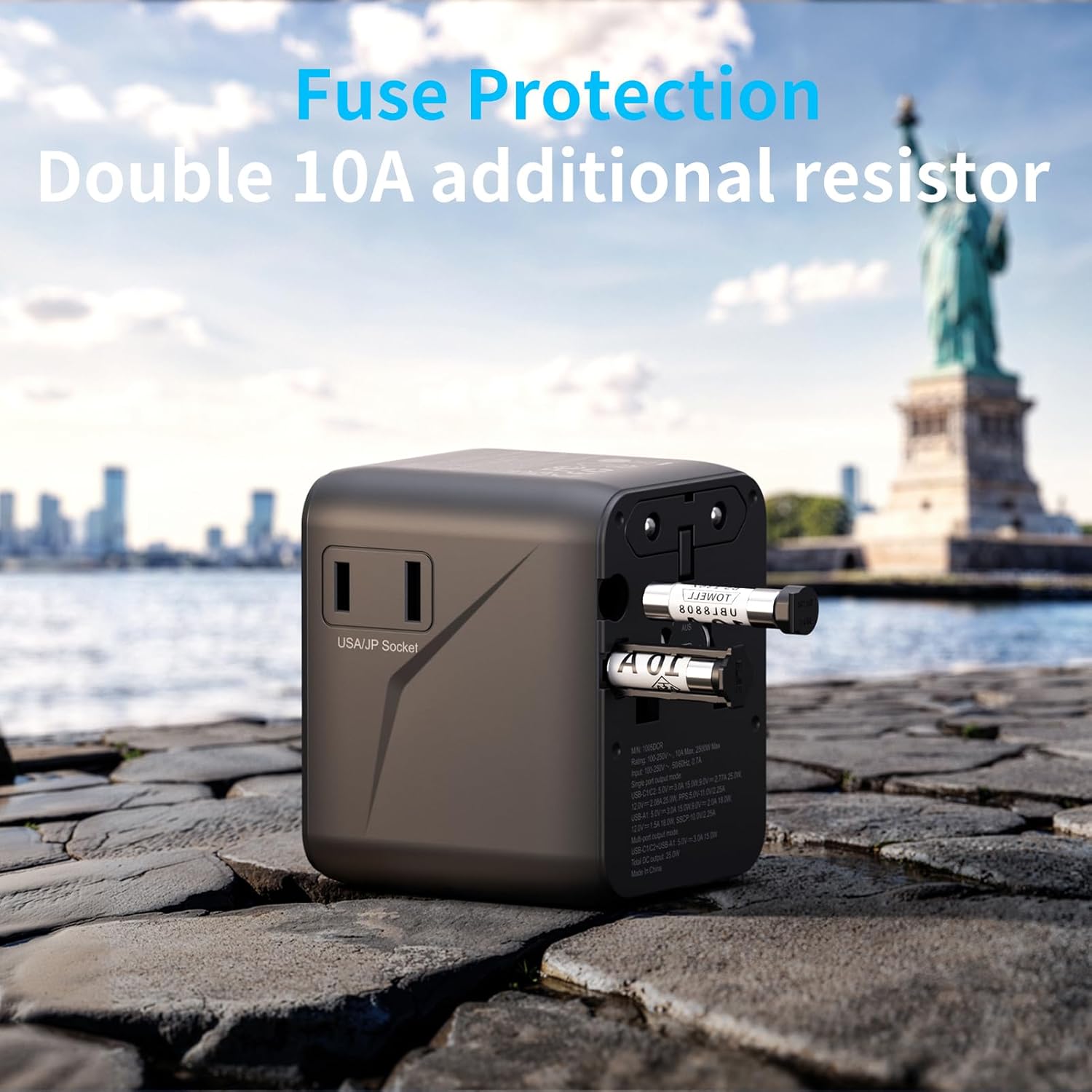 5 in 1 Reiseadapter Weltweit,Universal Adapter mit USB A